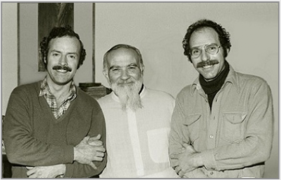 Ronald Davis; Don Benedetto Calati, Prior General of the Camaldolese Congregation; and Stanley Roseman, Camaldoli, Tuscany, 1979.  Photo.