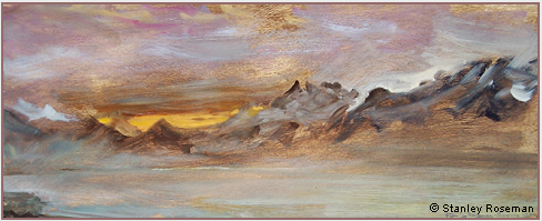 Landscape by Stanley Roseman, "December Morning - View from Chardonne Overlooking Lake Geneva," 1987, Muse des Beaux-Arts, Rouen.  Stanley Roseman