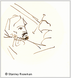 Pen and bistre ink drawing by Stanley Roseman of Sherrill Milnes in the Metropolitan Opera production of Verdi's "Macbeth," 1974, Private collection, New York.  Stanley Roseman
