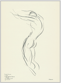 Drawing by Stanley Roseman, "Rudolf Nureyev," 1975, Martha Graham Dance Company, pencil on paper, Israel Museum, Jerusalem.  Stanley Roseman.