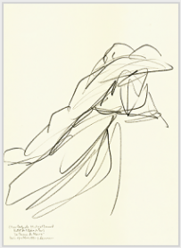 Drawing by Stanley Roseman of Paris Opra star dancers Charles Jude and Michal Denard, "The Moor's Pavane," 1991, Muse Ingres, Montauban.  Stanley Roseman