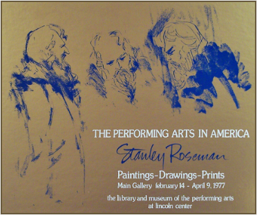 Silkscreen poster published by the Lincoln Center Library and Museum of the Performing Arts for the exhibition "Stanley Roseman - The Performing Arts in America." 