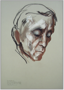 Drawing by Stanley Roseman, "Don Antonio, Portrait of a Hermit Monk," 1998, Sacro Eremo di Camaldoli, Italy, chalks on paper, Collection of the artist.  Stanley Roseman.