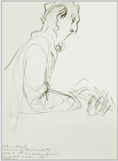 Drawing by Stanley Roseman, Vladimir Horowitz in Concert at Carnegie Hall, 1978, pencil on paper, Private collection.  Stanley Roseman