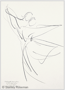 Drawing by Stanley Roseman of Paris Opera star dancers Charles Jude and Florence Clerc, "Comme on respire," 1991, Uffizi Gallery, Florence. © Stanley Roseman.