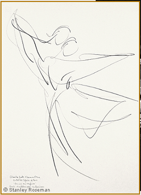 Drawing by Stanley Roseman of Paris Opera star dancers Charles Jude and Florence Clerc, "Comme on respire," 1991, Uffizi Gallery, Florence. � Stanley Roseman.