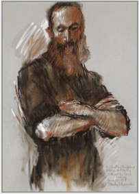 Drawing by Stanley Roseman, “Brother Christian,’’ 1979, Abbey of Fleury, France, chalks on paper, New Orleans Museum of Art. © Stanley Roseman