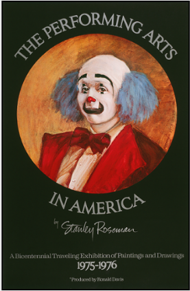 Poster for the American bicentennial exhibition "Stanley Roseman - The Performing Arts in America." � Stanley Roseman and Ronald Davis